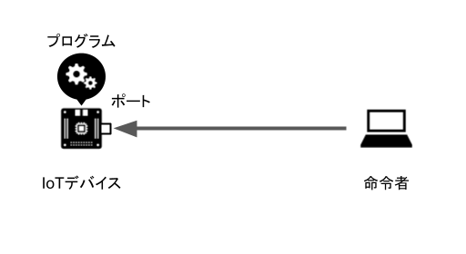 構成図: 命令者が Internet of Things (IoT) デバイスへ直接命令を送るプッシュアクセスの基本構成