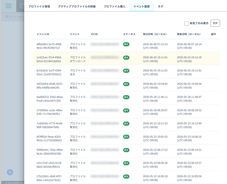 イベント履歴