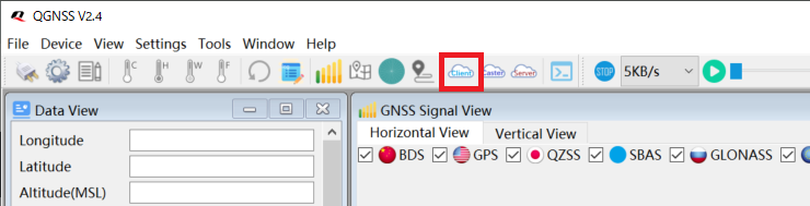 QGNSS の NTRIP Client アイコン